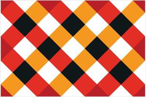 A red, orange and black argyle pattern vector