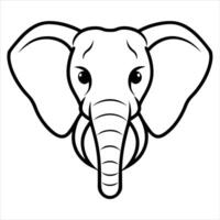 An elephant head is shown in a black and white drawing vector