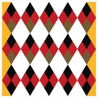 A red, black and yellow argyle pattern vector