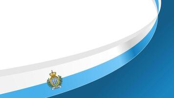 Curved ribbon with flag of San Marino on white background with copyspace vector