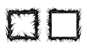 Set of black torn frame design. vector