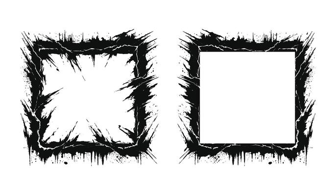 Set of black torn frame design.