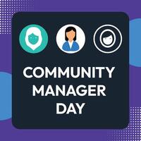 Community manager day poster design with face icons. vector