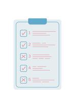 Clipboard or checklist or questionnaire, right or wrong or ticked items, cartoon comic isolated vector