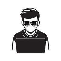 Silhouette of a app developer vector