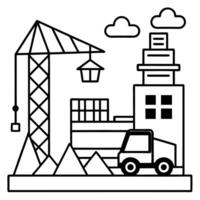 Construction site with crane and building vector