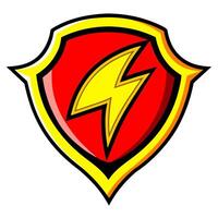 A shield with a lightning bolt on it vector