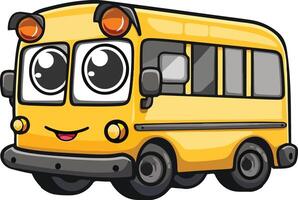 A cartoon school bus with eyes and a smile vector