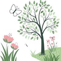Elegant Simplicity, Spring in Abstract Lines. vector