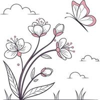 Minimalist Spring on a Clean White Canvas. vector