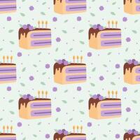 Seamless pattern with birthday piece of cake vector