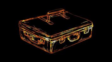 Neon frame effect, Suitcase Represents family travel on black background video