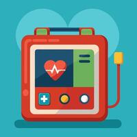 First aid Automated external defibrillator. vector