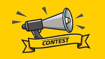 Megaphone with Contest speech bubble banner. Loudspeaker. Can be used for business, marketing and advertising. vector