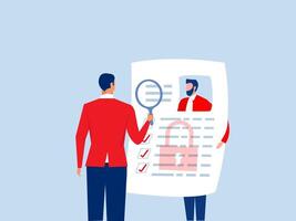 KYC or know your customer with business verifying the identity of its client's concept at the partners-to-be through a magnifying glass Idea of business identification and finance safety. vector