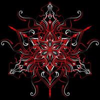 Triangle element in the form of a mandala. Henna tatoo mandala. Red and white style. Decorative pattern in oriental style. eps 10. vector