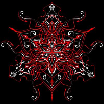 Triangle element in the form of a mandala. Henna tatoo mandala. Red and white style. Decorative pattern in oriental style. eps 10.