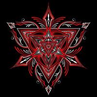Triangle pattern in the form of a mandala. Henna tatoo mandala. Red and white style. Decorative pattern in oriental style. Eps 10. vector