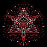 Triangle in the form of a mandala. Henna tatoo mandala. Red and white style. Decorative pattern in oriental style. Eps 10. vector