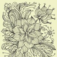 Flower illustration. High detail of line drawing. Black and white. Fit for coloring book, cover, background, element, poster, banner, tattoo, wall painting. Eps 10. vector