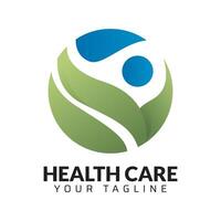 Man Circle Green Leaf Healthy Logo Design vector