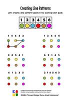 Education worksheet Printable A4 size. creating pattern with color of dots with guideline. educational game for children. focus exercise vector