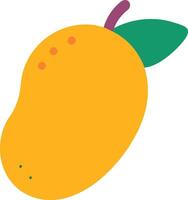 Minimalist Mango Illustration with Leaf Accent, Simple and colorful illustration of a mango with a leaf, featuring vibrant yellow and orange hues in a minimalist style. vector