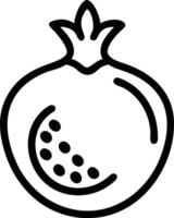 Minimalist Pomegranate Icon in Line Art Style, Simple black and white line art icon of a pomegranate with seeds, representing health, fruit, and minimalist design themes. vector