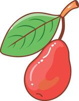 Goji Berry Illustration with Leaves and Sparkles, Colorful illustration of two goji berries with green leaves and decorative sparkles, symbolizing health and vitality in a playful style. vector