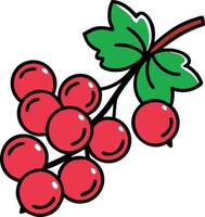 Cartoon Illustration of Red Currant Branch, illustration of a red currant branch with bright red berries and green leaves in a simple, cartoon style. vector