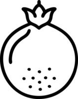 Minimalist Pomegranate Icon in Line Art Style, Simple black and white line art icon of a pomegranate with seeds, representing health, fruit, and minimalist design themes. vector