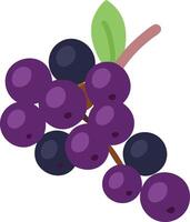 Cartoon Illustration of Purple Berry Cluster, illustration of a cluster of purple berries with two green leaves in a simple, cartoon style. vector