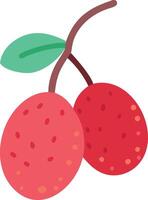 Cartoon Illustration of Lychee Fruits with Leaves, illustration of two pink lychee fruits with green leaves in a simple, cartoon style, perfect for tropical or exotic fruit themes. vector