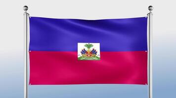 Haiti Flag Hangs On The Pole On Both Sides video