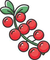 Cartoon Illustration of Red Currant Branch, illustration of a red currant branch with bright red berries and green leaves in a simple, cartoon style. vector