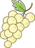 Cartoon Illustration of White Currant Cluster with Leaf, illustration of a white currant cluster with a green leaf in a simple, cartoon style, perfect for berry or summer-themed designs. vector