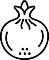 Minimalist Pomegranate Icon in Line Art Style, Simple black and white line art icon of a pomegranate with seeds, representing health, fruit, and minimalist design themes. vector