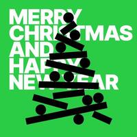 illustration with abstract Christmas tree for flyer template, greeting card, poster or banner. Happy New Year and Merry Christmas. Christmas tree made of geometric shapes. vector