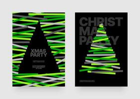 illustration with abstract Christmas tree for flyer template, greeting card, poster, banner or social media. Christmas tree made of geometric shapes. vector