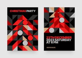 illustration with abstract Christmas tree for flyer template, postcard, poster, banner or social media. Happy New Year and Merry Christmas. Christmas tree made of geometric shapes. vector