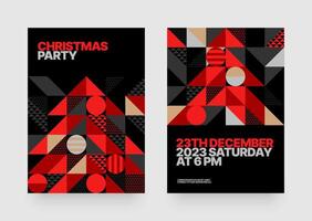 Christmas tree made of geometric shapes. illustration with abstract Christmas tree for flyer template, greeting card, poster, banner or social media. Happy New Year and Merry Christmas. vector