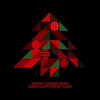 illustration with abstract Christmas tree for flyer, greeting card, poster or social media. Happy New Year and Merry Christmas. Christmas tree made of geometric shapes. vector