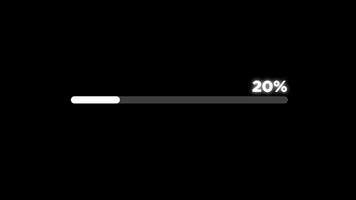 Progress bar animation from 0 to 100, Waiting loading bar animation with Text Percentage on Black Background video
