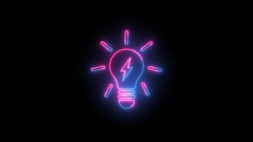 Bulb Energy symbol icon animation isolated on Black Background video