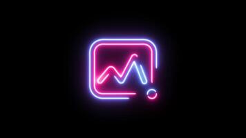 Neon and glowing photo camera icon animation isolated on black background video
