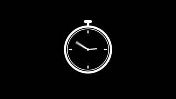 White Analog clock icon animation on Black screen background video