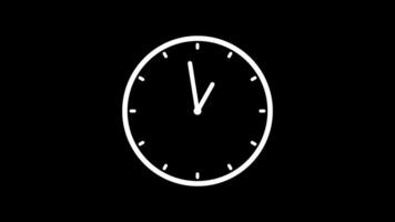 White Analog clock icon animation on Black background video