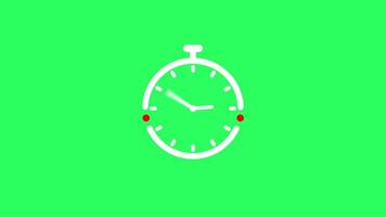 Simple Analog clock icon animation on Green screen background video