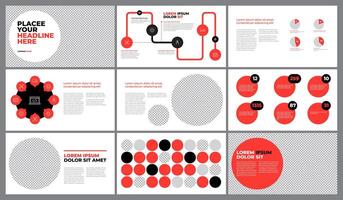 Red presentation Template design. Business data graphs. financial and marketing charts. vector