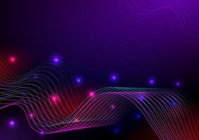 Abstract futuristic wave on dark background. Design for futuristic, fiber optic, wave, telecoms, digital, internet, online, network, communication, connection, neon, line. vector